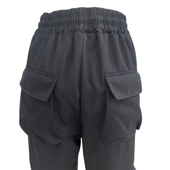 Ebossy Black Cargo Joggers Reflective Details Athleisure Urban Casual Gorpcore - Picture 6 of 13